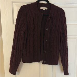 LOFT Women's Brown Cable Knit Sweater